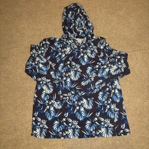 Polo Ralph Lauren Tropical Floral Hoodie Blue Hawaiian Print XL
